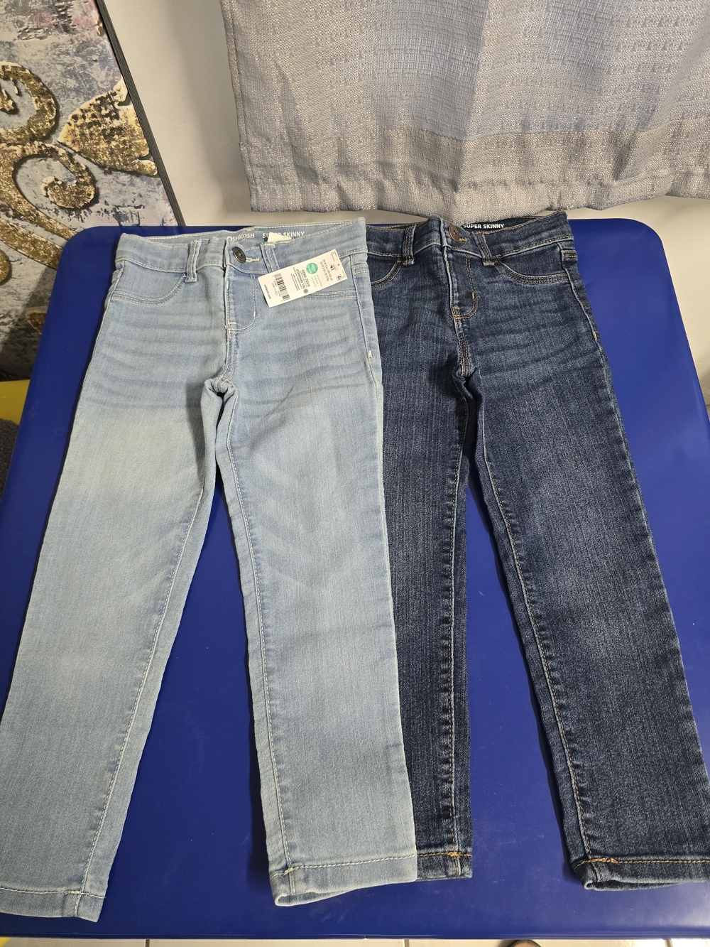 OshKosh B'gosh Girls' Two-Tone Skinny Jeans in Light Blue and Dark Blue